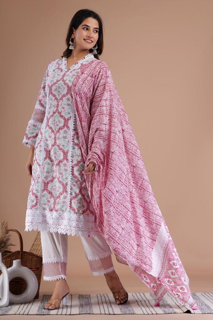 Kurta Pant & Dupatta Suit Set